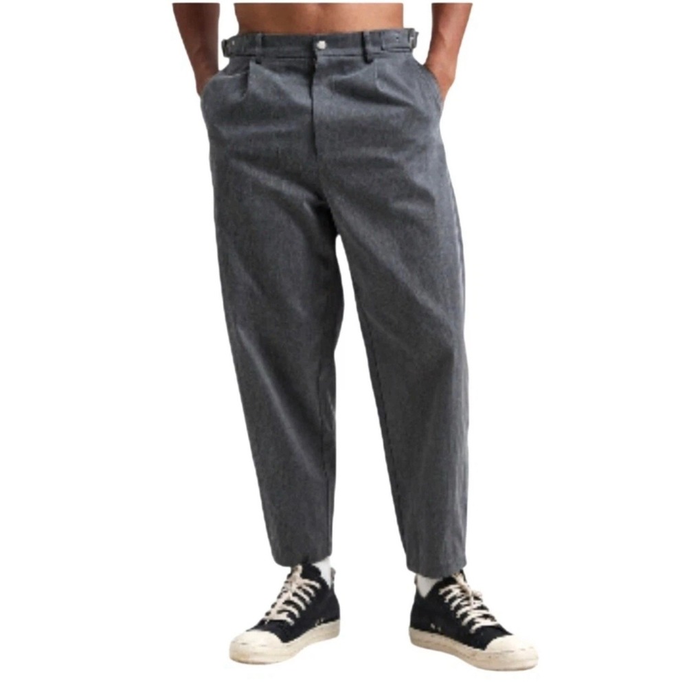 Dept. Anonym Grey Twill High Rise Tapered Leg Pants Mens Size Large Pleated